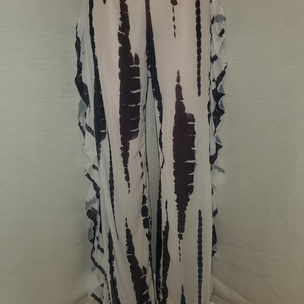 Stylish Black and White Ruffle Pants